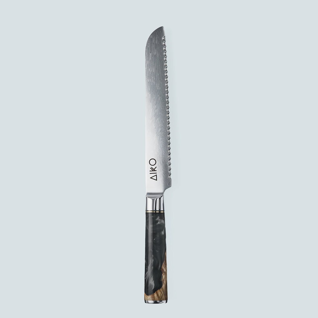 Aiko Black (あいこ, アイコ) Стальный нож Damascus с цветной черной ручкой смолы