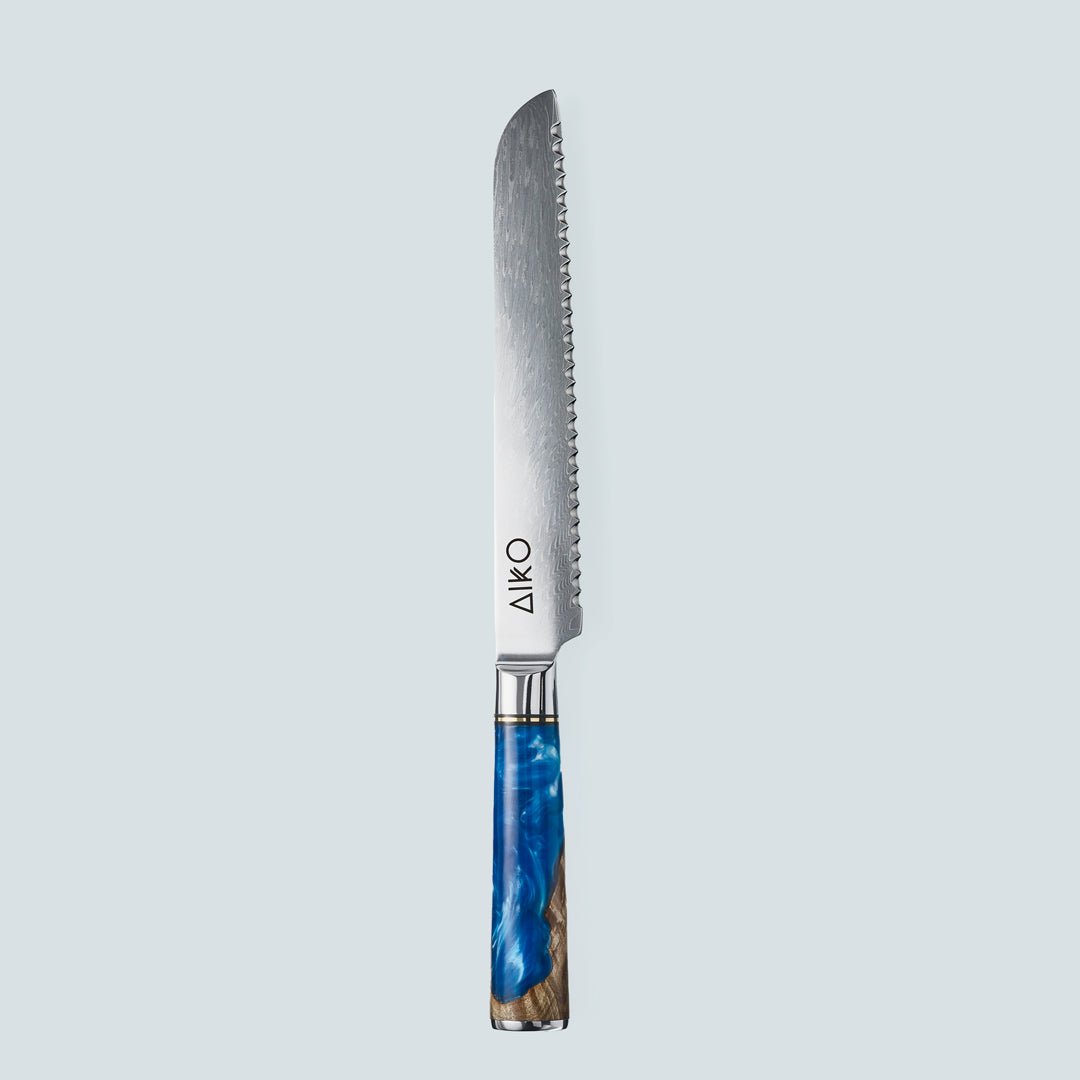 Aiko Blue (あいこ, アイコ) Стальной нож Damascus с цветной синей смоляной ручкой