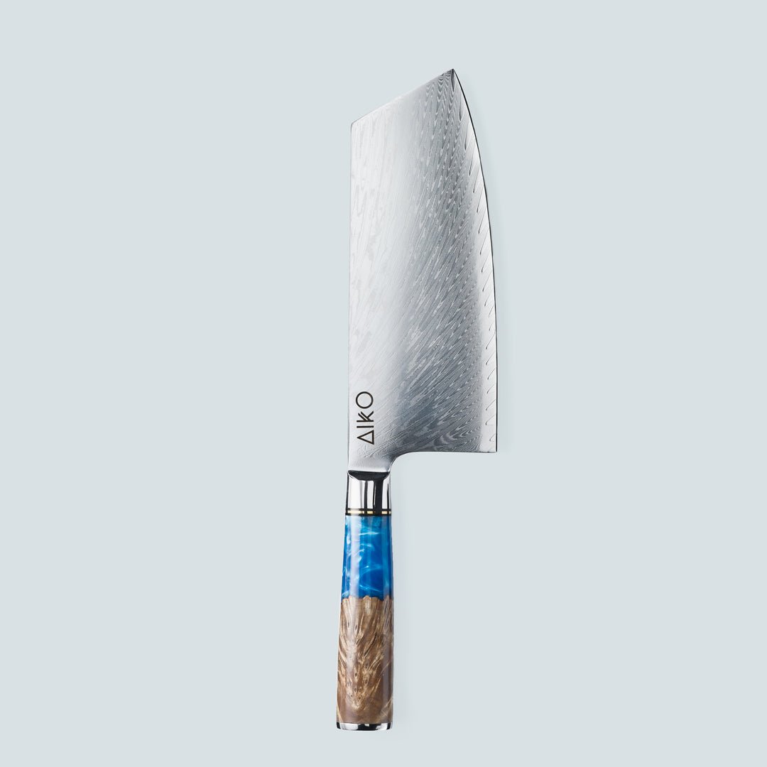Aiko Blue (あいこ, アイコ) Стальной нож Damascus с цветной синей смоляной ручкой