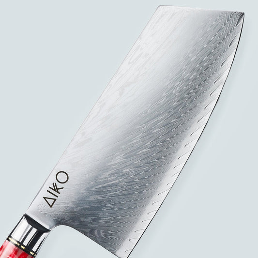 Aiko red (あいこ, アイコ) стальной нож Damascus с цветной ручкой из красной смолы