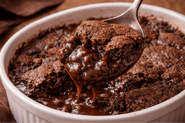 Warm Gooey Chocolate Cobbler with Fudgy Sauce and Crisp Top