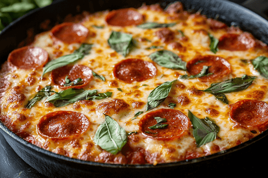 Cheesy Crustless Skillet Pizza Bake