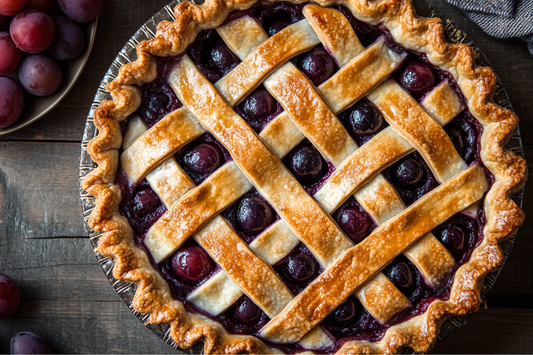 Concord Grape Pie with Buttery Lattice Crust
