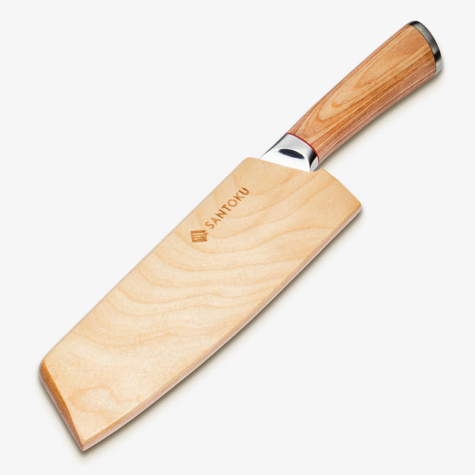 Нож Накири из японской дамасской стали Haruta 7 дюймов VG10 с деревянной ручкой и ножнами