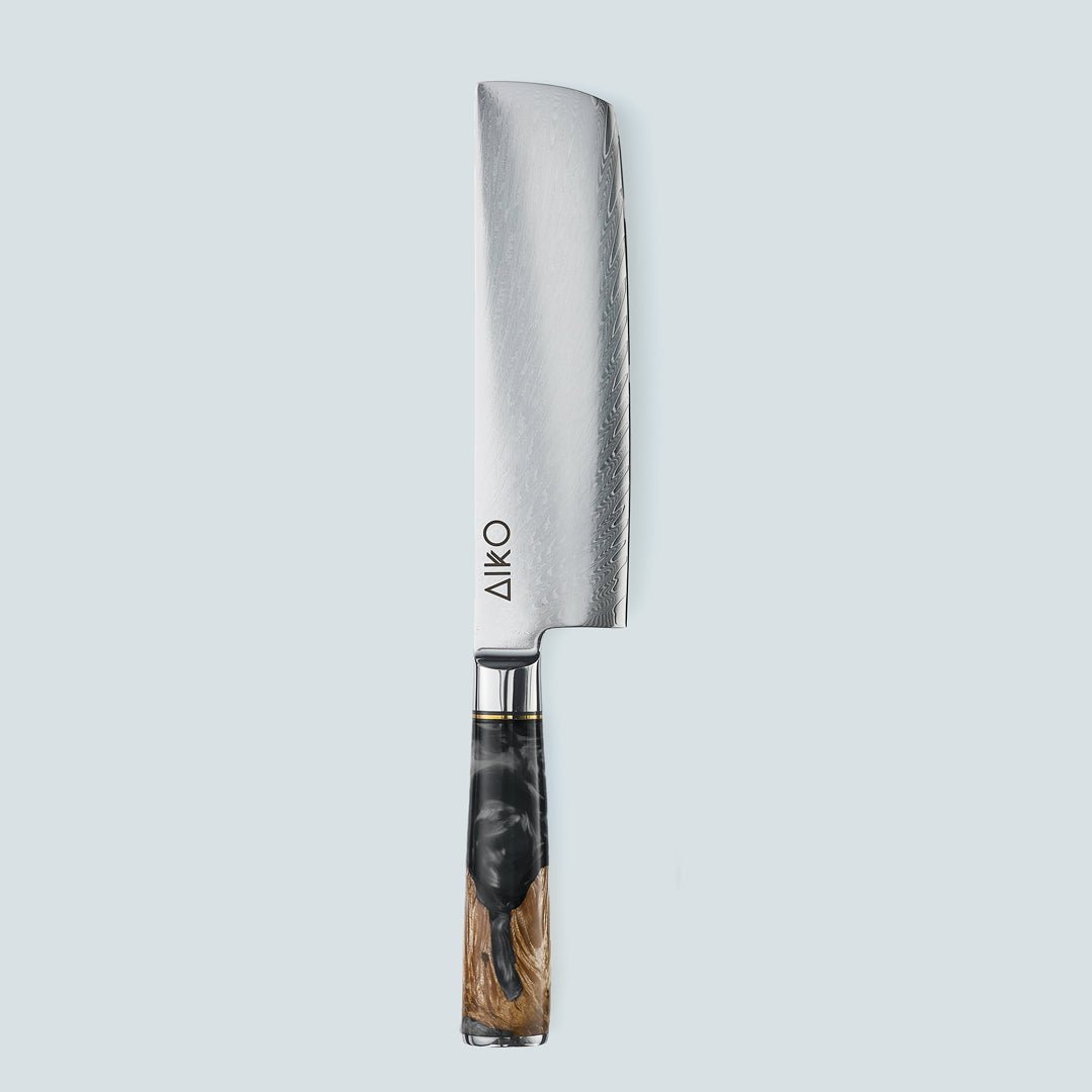 Aiko Black (あいこ, アイコ) Стальный нож Damascus с цветной черной ручкой смолы