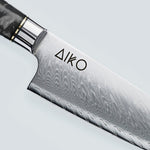 Нож Aiko из черной дамасской стали с ручкой из цветной черной смолы