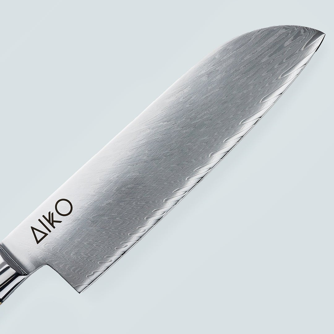 Нож Aiko из черной дамасской стали с ручкой из цветной черной смолы