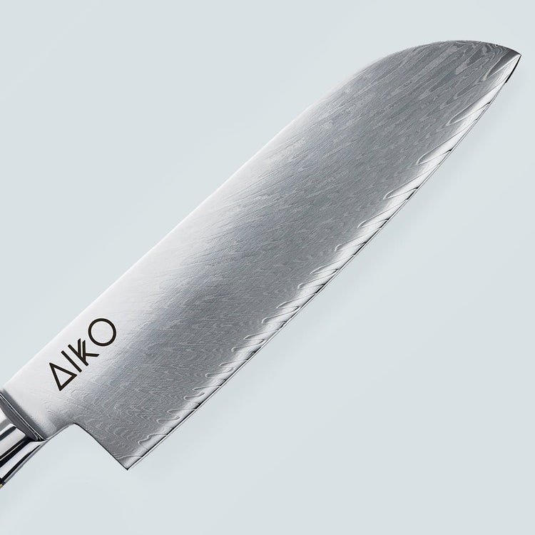 Нож Aiko из черной дамасской стали с ручкой из цветной черной смолы