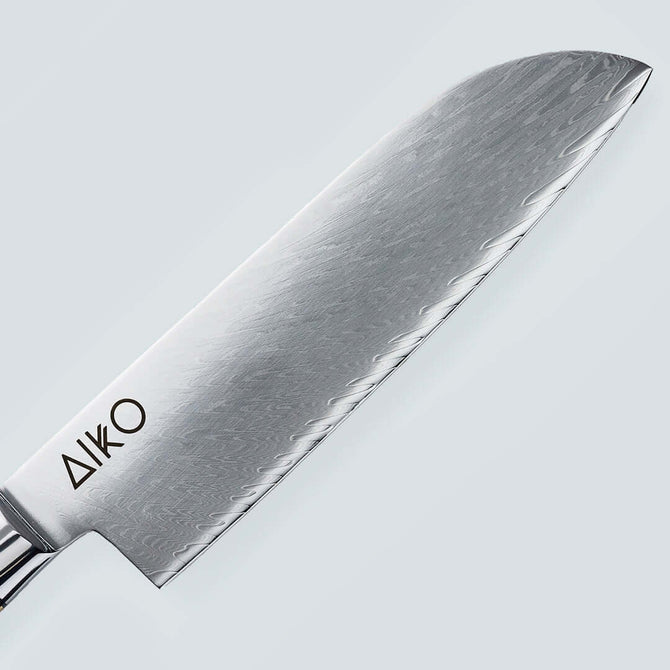 Нож Aiko из синей дамасской стали с ручкой из цветной синей смолы