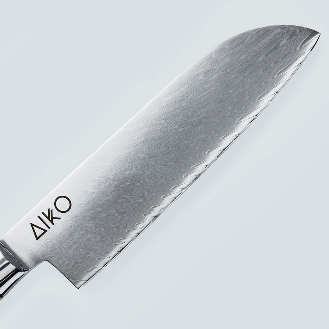 Aiko Blue (あいこ, アイコ) Стальной нож Damascus с цветной синей смоляной ручкой