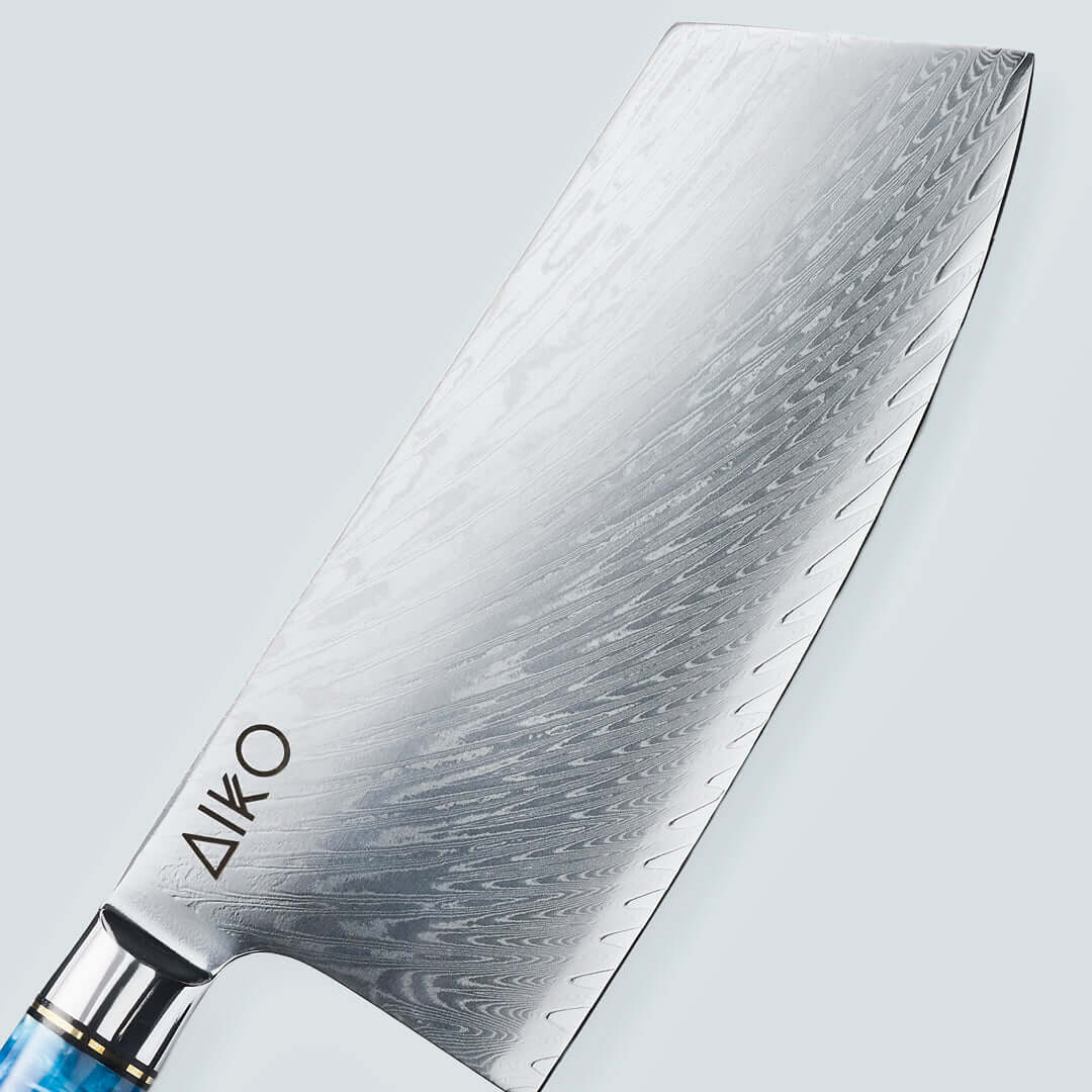 Aiko Blue (あいこ, アイコ) Стальной нож Damascus с цветной синей смоляной ручкой